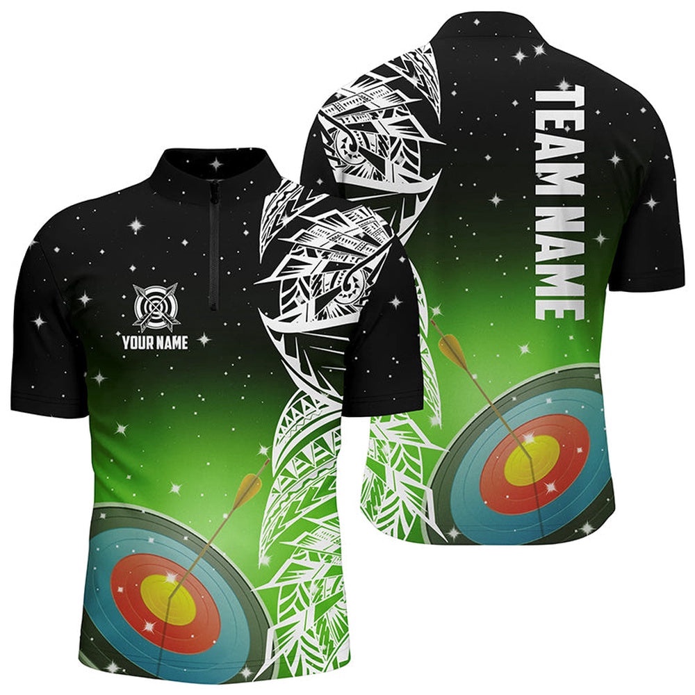Custom Target Archery Green Galaxy Men Jersey Shirts, Team League Archery Jerseys, Custom Archery Team Shirt