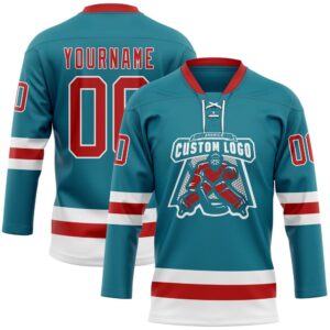 Custom Teal Red White Hockey Lace Neck Jersey New Hockey Jersey Personali Sport Team Jersey Shirt 2 ukmxp7.jpg