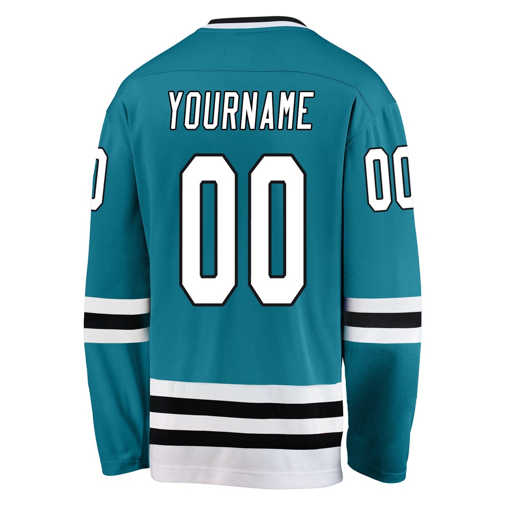 Custom Teal White Black Hockey Jersey, New Hockey Jersey, Personali Sport Team Jersey Shirt