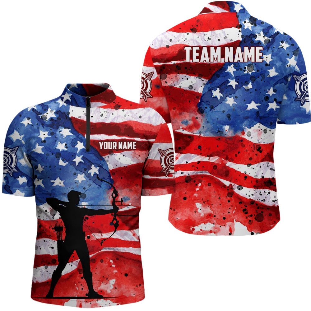 Custom Vintage American Flag Men Archery Jersey Shirt Patriotic Archery Player Shirts, Custom Archery Team Shirt Custom Vintage American Flag Men Archery Jersey Shirt Patriotic Archery Player Shirts, Custom Archery Team Shirt