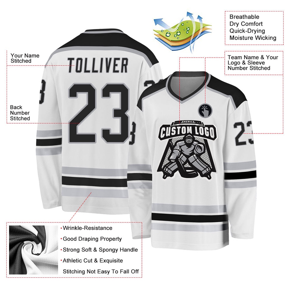 Custom White Black Gray Hockey Jersey, New Hockey Jersey, Personali Sport Team Jersey Shirt