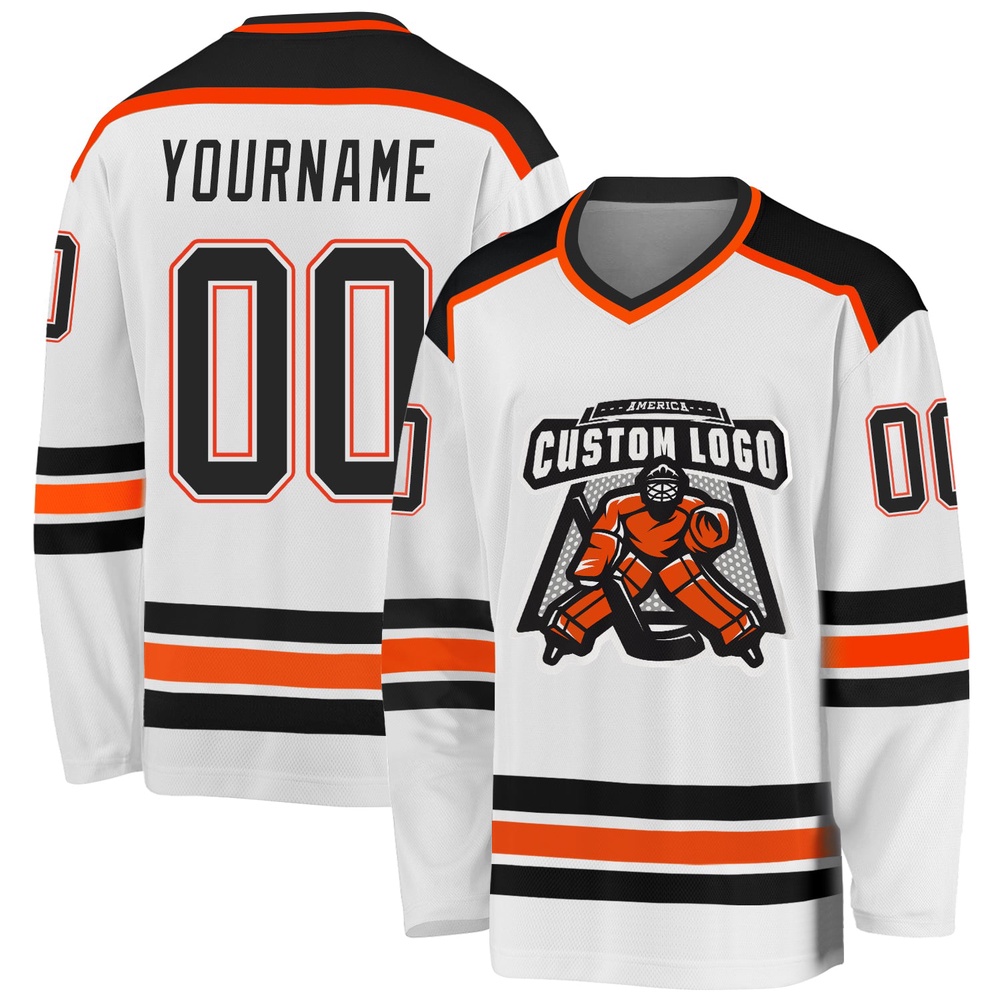 Custom White Black Orange Hockey Jersey, New Hockey Jersey, Personali Sport Team Jersey Shirt