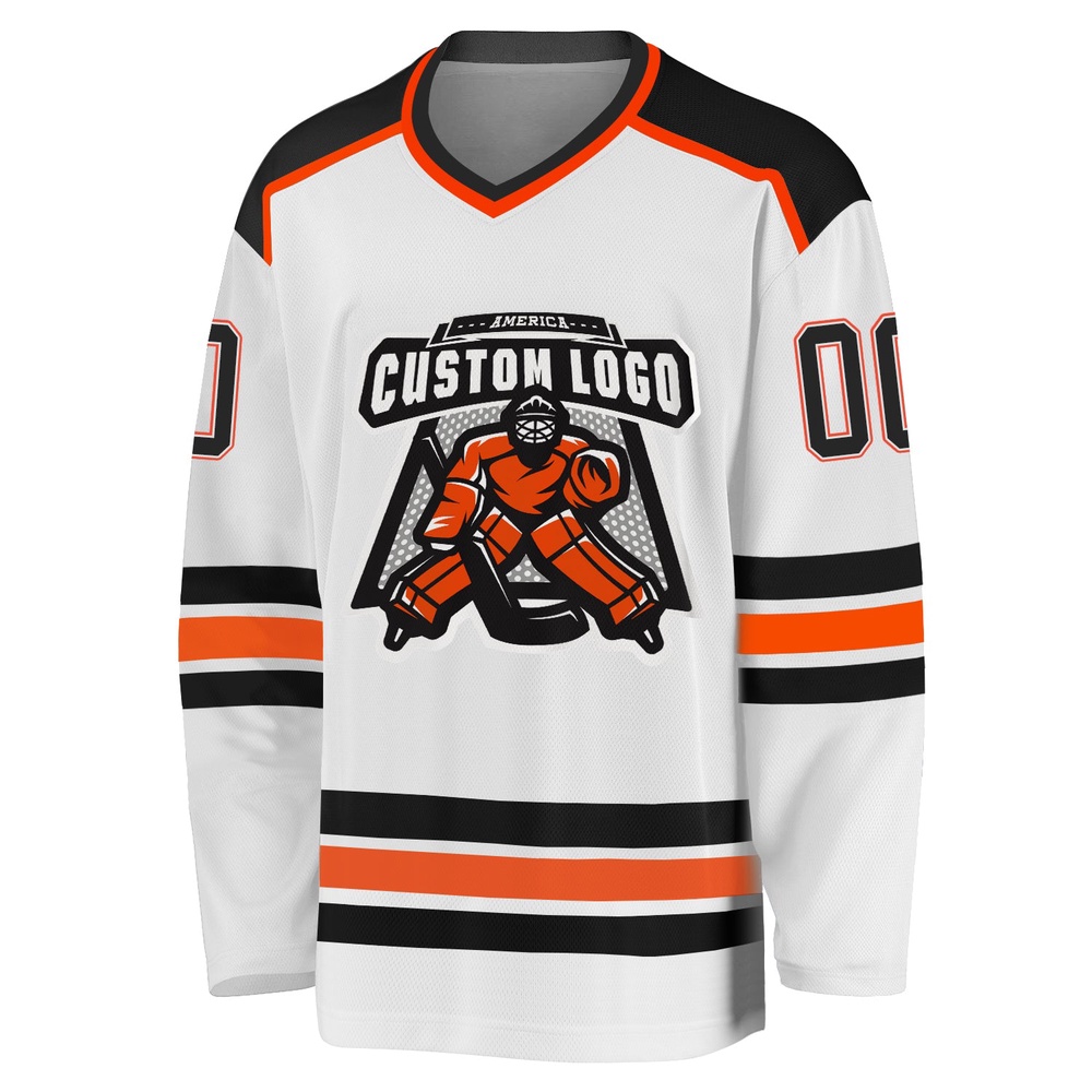 Custom White Black Orange Hockey Jersey, New Hockey Jersey, Personali Sport Team Jersey Shirt