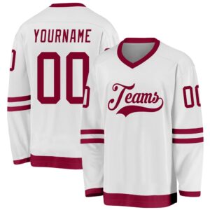 Custom White Maroon Hockey Jersey, New Hockey…
