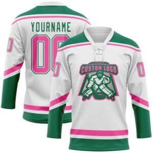 Custom White Pink Kelly Green Hockey Lace Neck Jersey New Hockey Jersey Personali Sport Team Jersey Shirt 2 g1mk5o.jpg