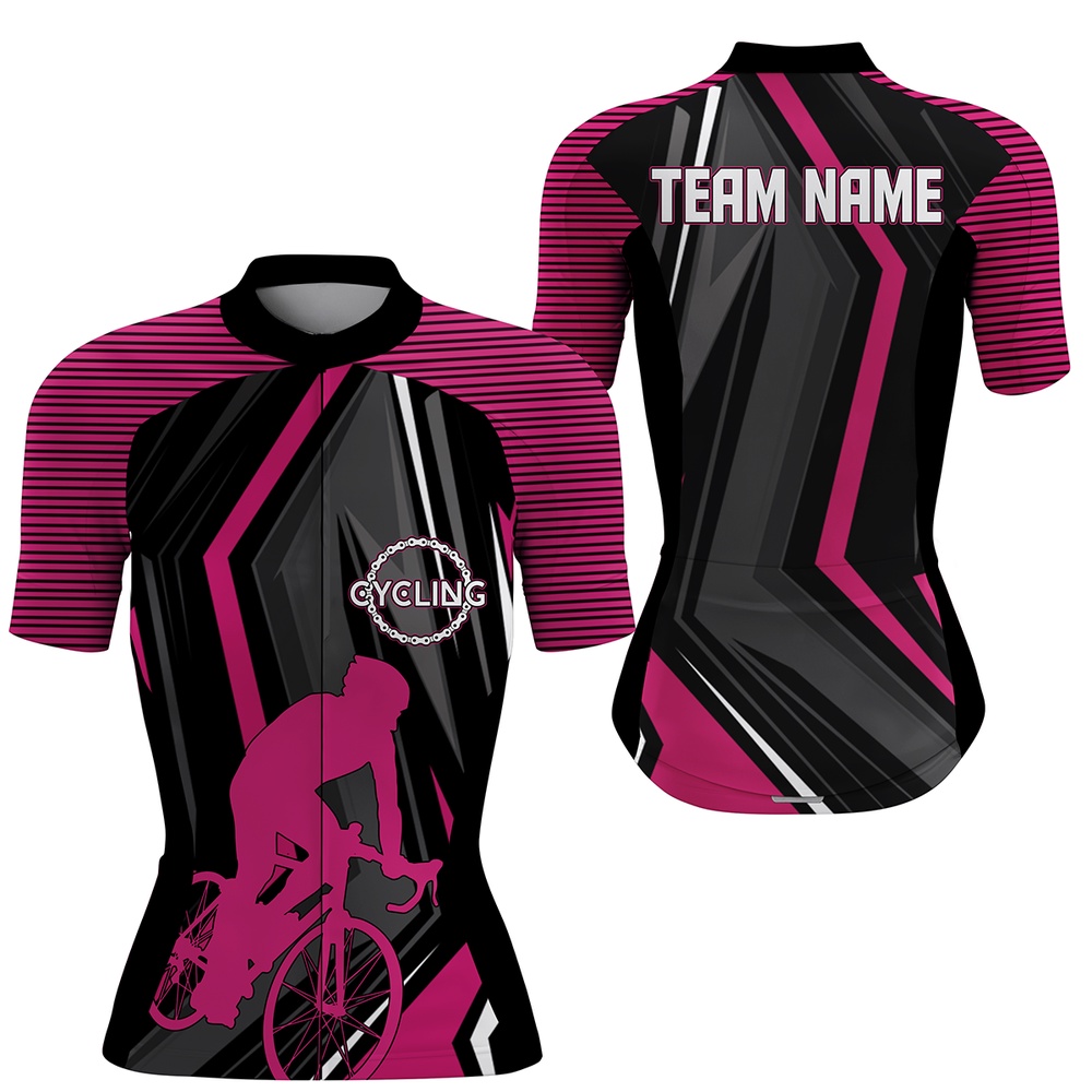Custom Womens Team Road Cycling Jersey Pink Cycle Bicycling Shirts Anti Uv Biking Racing Unifor, Custom Mono Cycling Jersey