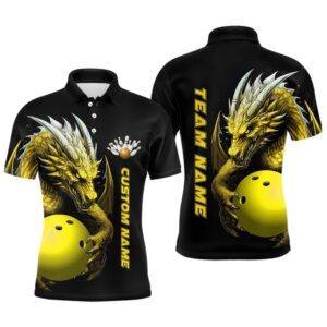 Custom Yellow Dragon Men Bowling Polo Shirts…