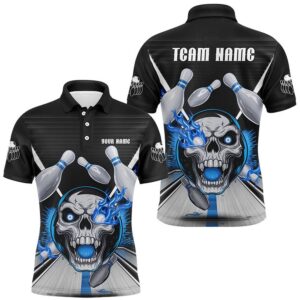 Customizable Blue Flame Bowling Shirts, Skull Bowling…