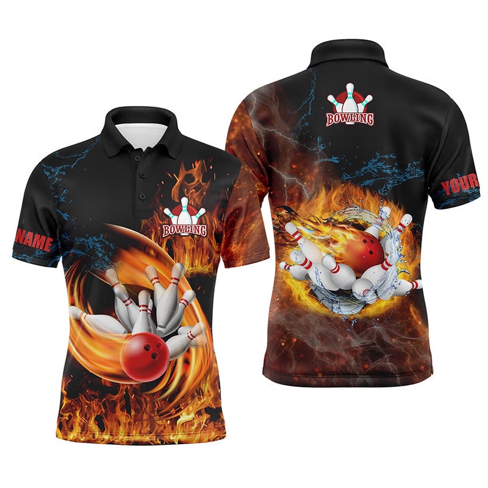 Customize Bowling Shirts For Men Flame Bowling Ball And Pins Team Shirt, Bowling Polo Shirt, Personalized Bowling Team Shirt Customize Bowling Shirts For Men Flame Bowling Ball And Pins Team Shirt, Bowling Polo Shirt, Personalized Bowling Team Shirt