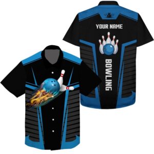 Customize Hawaiian Bowling Shirts With Flame Bowling…