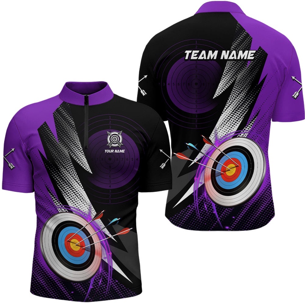Customized Archery Target Purple Jersey Men Jersey Shirt Archery Club Team Shirts, Custom Archery Team Shirt