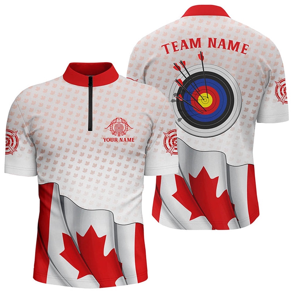 Customized Canadian Archery Target Men Jersey Shirts Best Patriotic Archery Shirts, Custom Archery Team Shirt