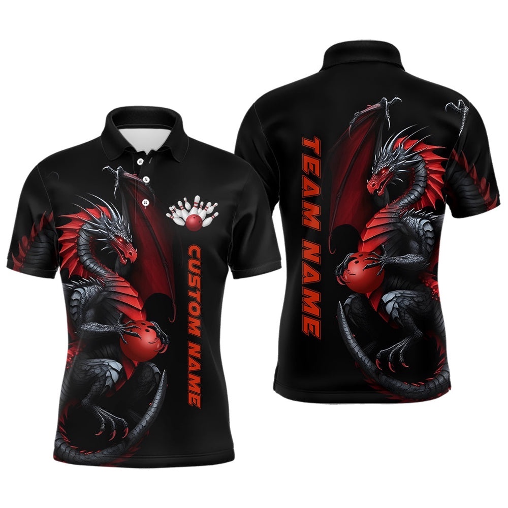 Customized Dragon Bowling Polo Shirts Men Team Bowling Polo Shirt Bowler Outfit Bowling Apparel, Personalized Bowling Team Shirt Customized Dragon Bowling Polo Shirts Men Team Bowling Polo Shirt Bowler Outfit Bowling Apparel, Personalized Bowling Team Shirt