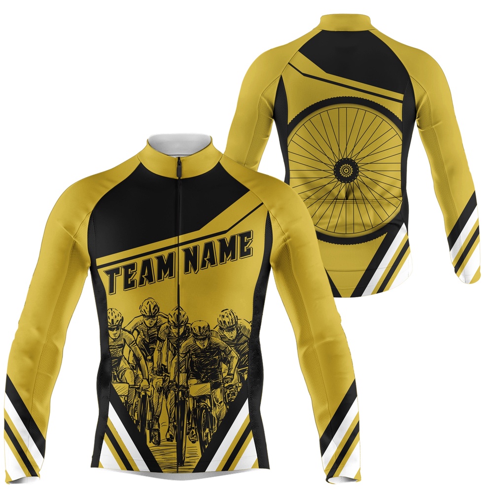 Customized Men Cycling Team Jersey Yellow Biking Athletes Racewear Anti Uv Road Racing Gear, Custom Mono Cycling Jersey