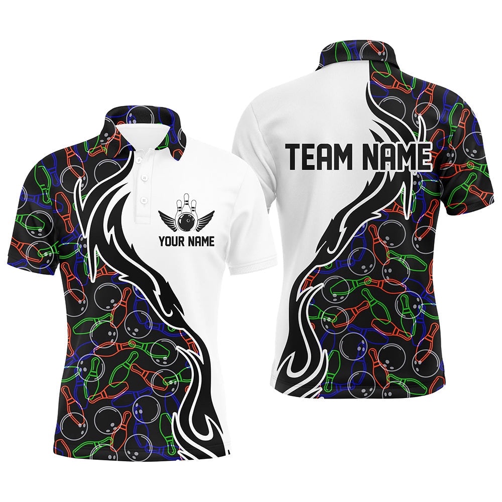 Customized Name Bowling Team Shirts For Men And Women Bowling Pattern Bowling League Polo Shirt, Personalized Bowling Team Shirt Customized Name Bowling Team Shirts For Men And Women Bowling Pattern Bowling League Polo Shirt, Personalized Bowling Team Shirt