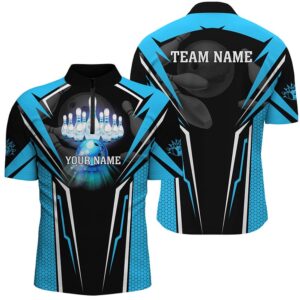 Cyan Blue Bowling Jersey For Men, Strike…