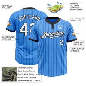 Electric Blue Black Pinstripe White Two Button Unisex Softball Jersey Custom Team Softball Jersey 3 txuw4j.jpg