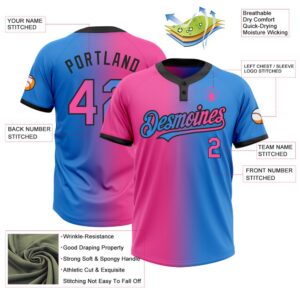 Electric Blue Pink Black Gradient Fashion Two Button Unisex Softball Jersey Custom Team Softball Jersey 3 xxv1xm.jpg
