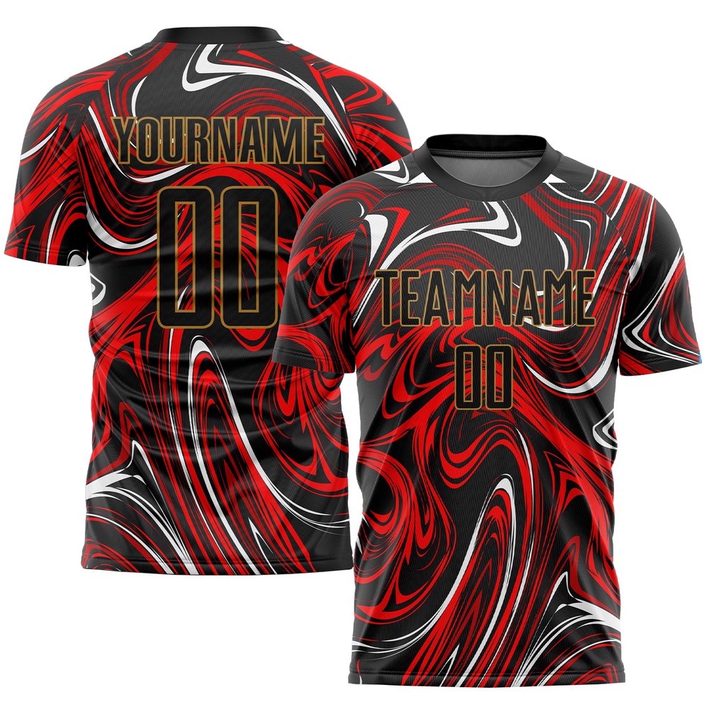 Figure Black Old Gold Sublimation Soccer Uniform Jersey, Custom Team Soccer Jersey Shirt Figure Black Old Gold Sublimation Soccer Uniform Jersey, Custom Team Soccer Jersey Shirt