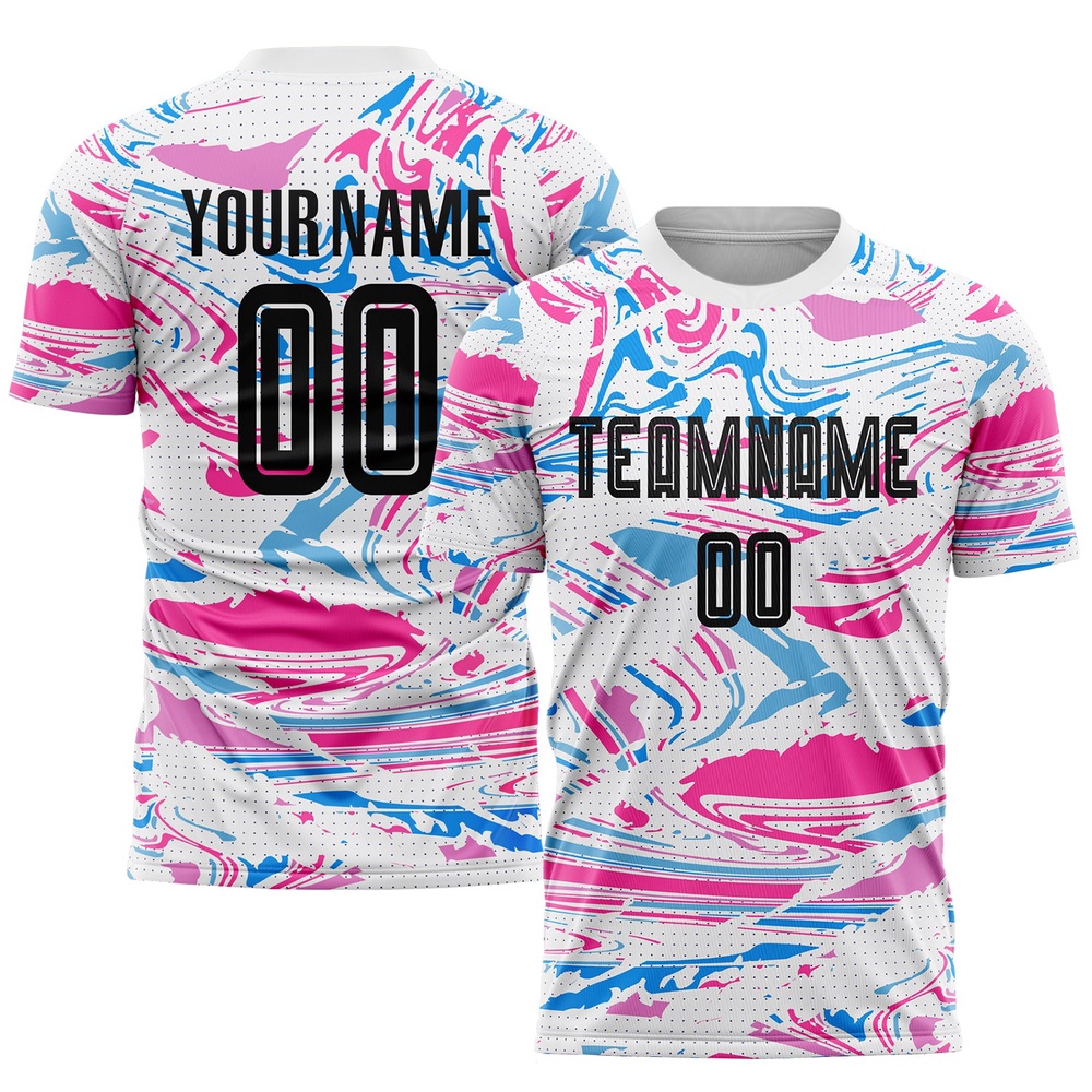 Figure Black Pink Sublimation Soccer Uniform Jersey, Custom Team Soccer Jersey Shirt Figure Black Pink Sublimation Soccer Uniform Jersey, Custom Team Soccer Jersey Shirt