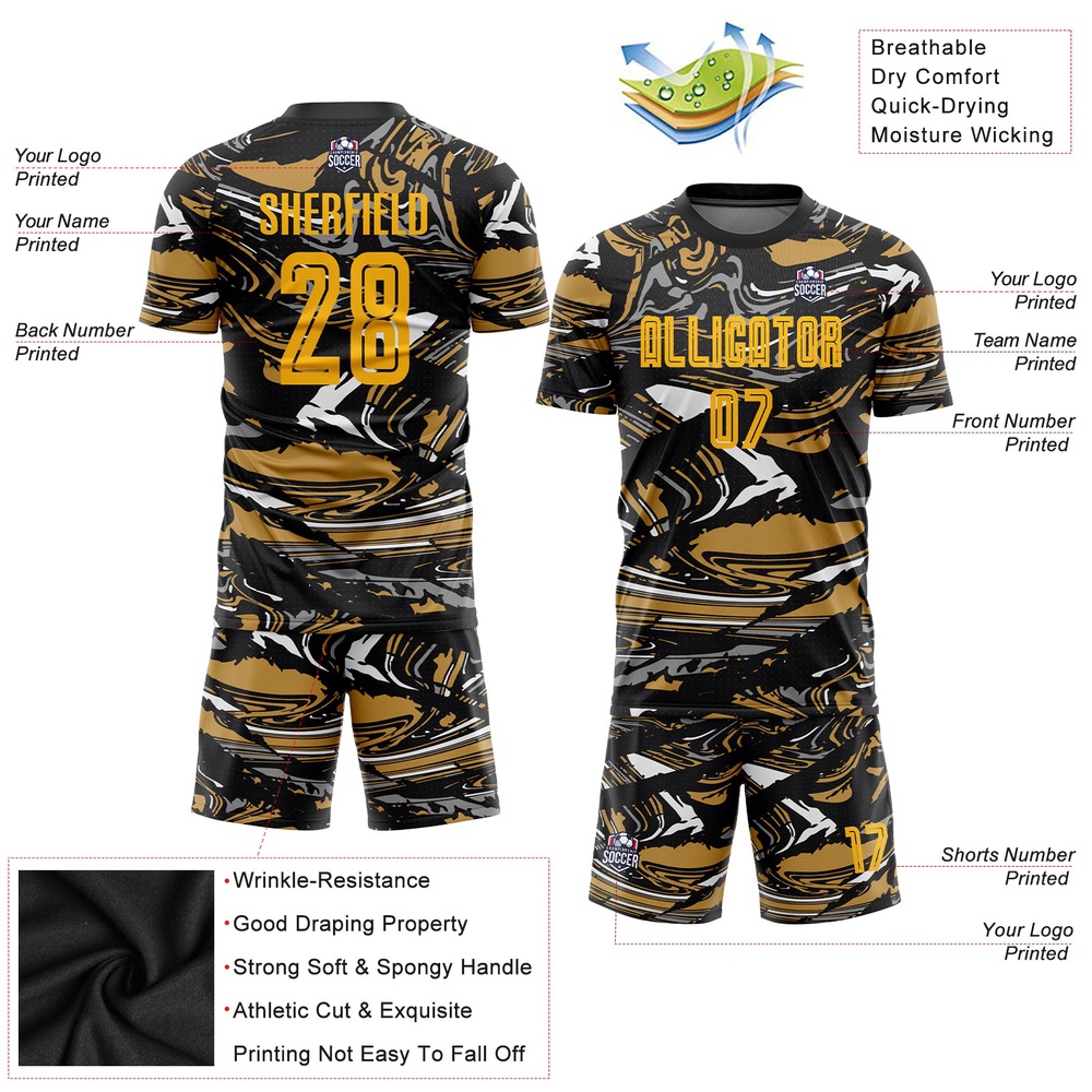 Figure Gold Old Gold Sublimation Soccer Uniform Jersey, Custom Team Soccer Jersey Shirt