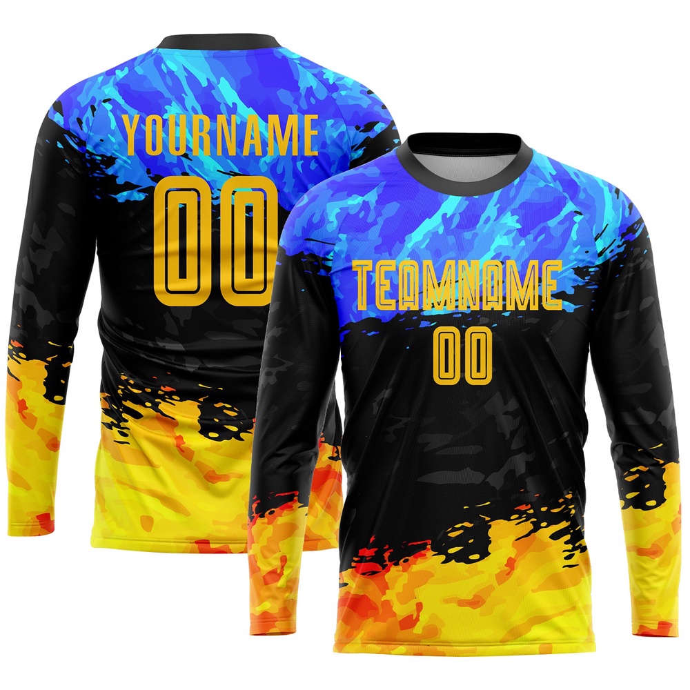 Figure Gold Royal Sublimation Soccer Uniform Jersey, Custom Team Soccer Jersey Shirt Figure Gold Royal Sublimation Soccer Uniform Jersey, Custom Team Soccer Jersey Shirt
