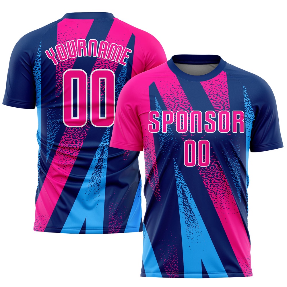 Figure Pink Royal Sublimation Soccer Uniform Jersey, Custom Team Soccer Jersey Shirt Figure Pink Royal Sublimation Soccer Uniform Jersey, Custom Team Soccer Jersey Shirt