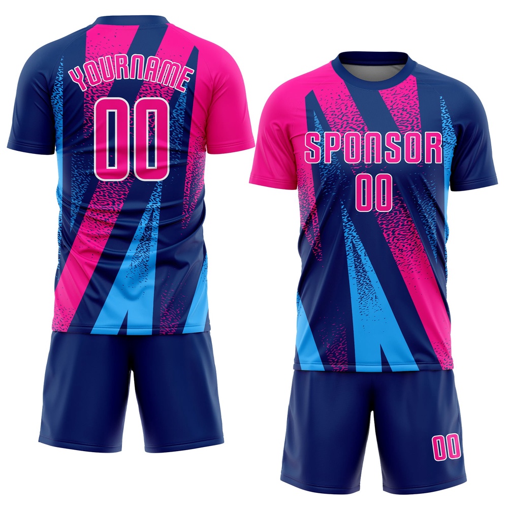 Figure Pink Royal Sublimation Soccer Uniform Jersey, Custom Team Soccer Jersey Shirt Figure Pink Royal Sublimation Soccer Uniform Jersey, Custom Team Soccer Jersey Shirt