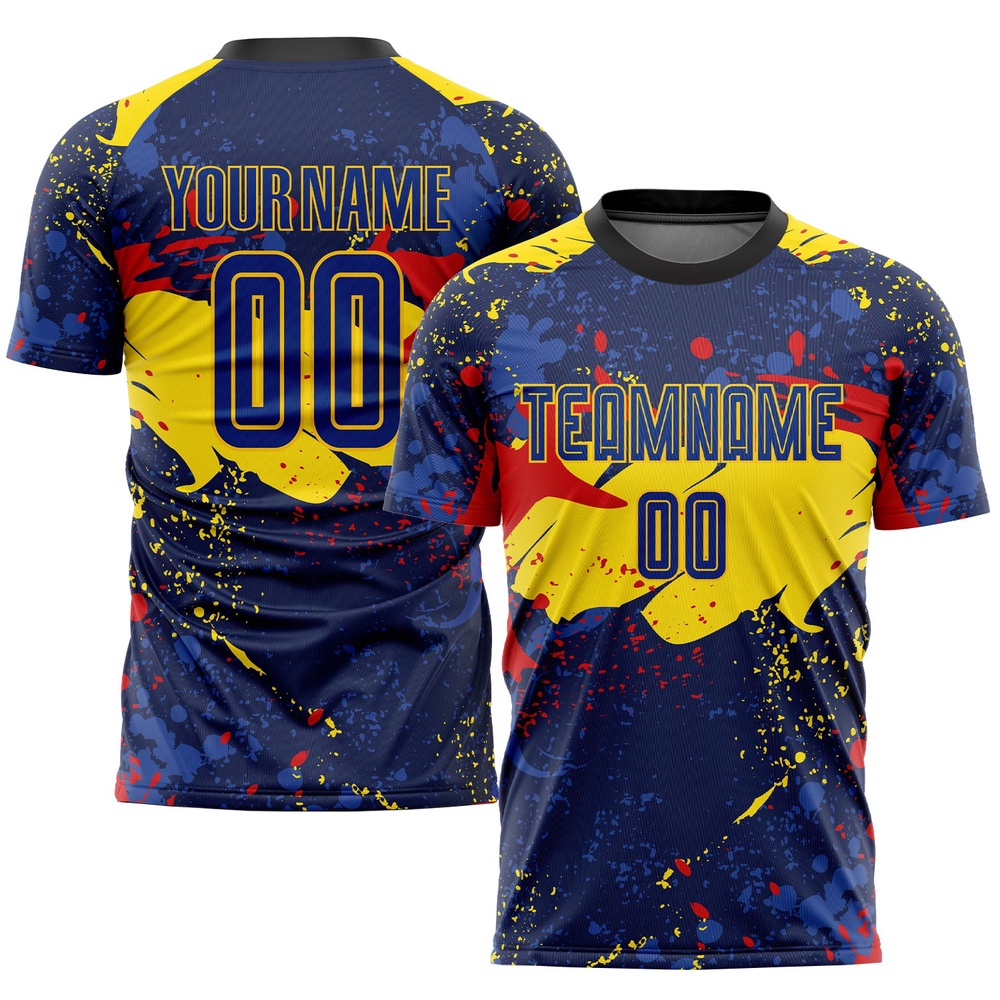 Figure Royal Gold Sublimation Soccer Uniform Jersey, Custom Team Soccer Jersey Shirt Figure Royal Gold Sublimation Soccer Uniform Jersey, Custom Team Soccer Jersey Shirt