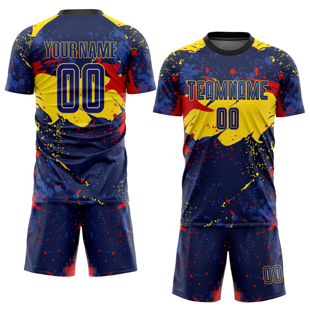 Figure Royal Gold Sublimation Soccer Uniform Jersey, Custom Team Soccer Jersey Shirt Figure Royal Gold Sublimation Soccer Uniform Jersey, Custom Team Soccer Jersey Shirt
