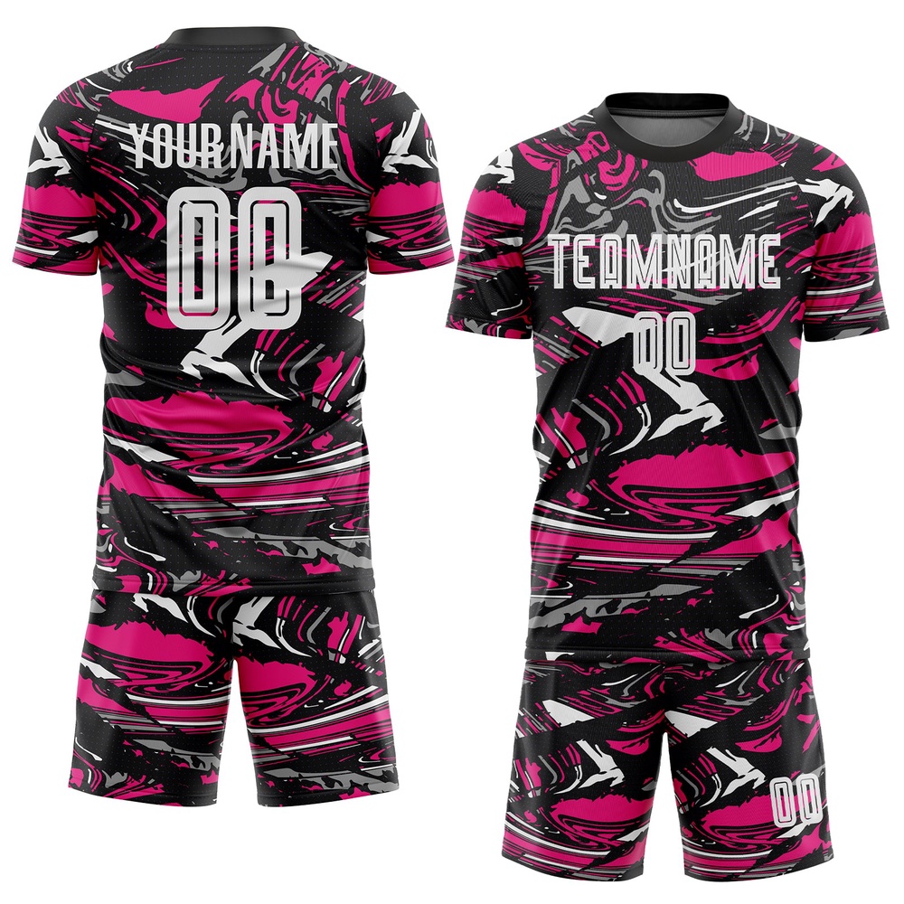 Figure White Hot Pink Sublimation Soccer Uniform Jersey, Custom Team Soccer Jersey Shirt Figure White Hot Pink Sublimation Soccer Uniform Jersey, Custom Team Soccer Jersey Shirt