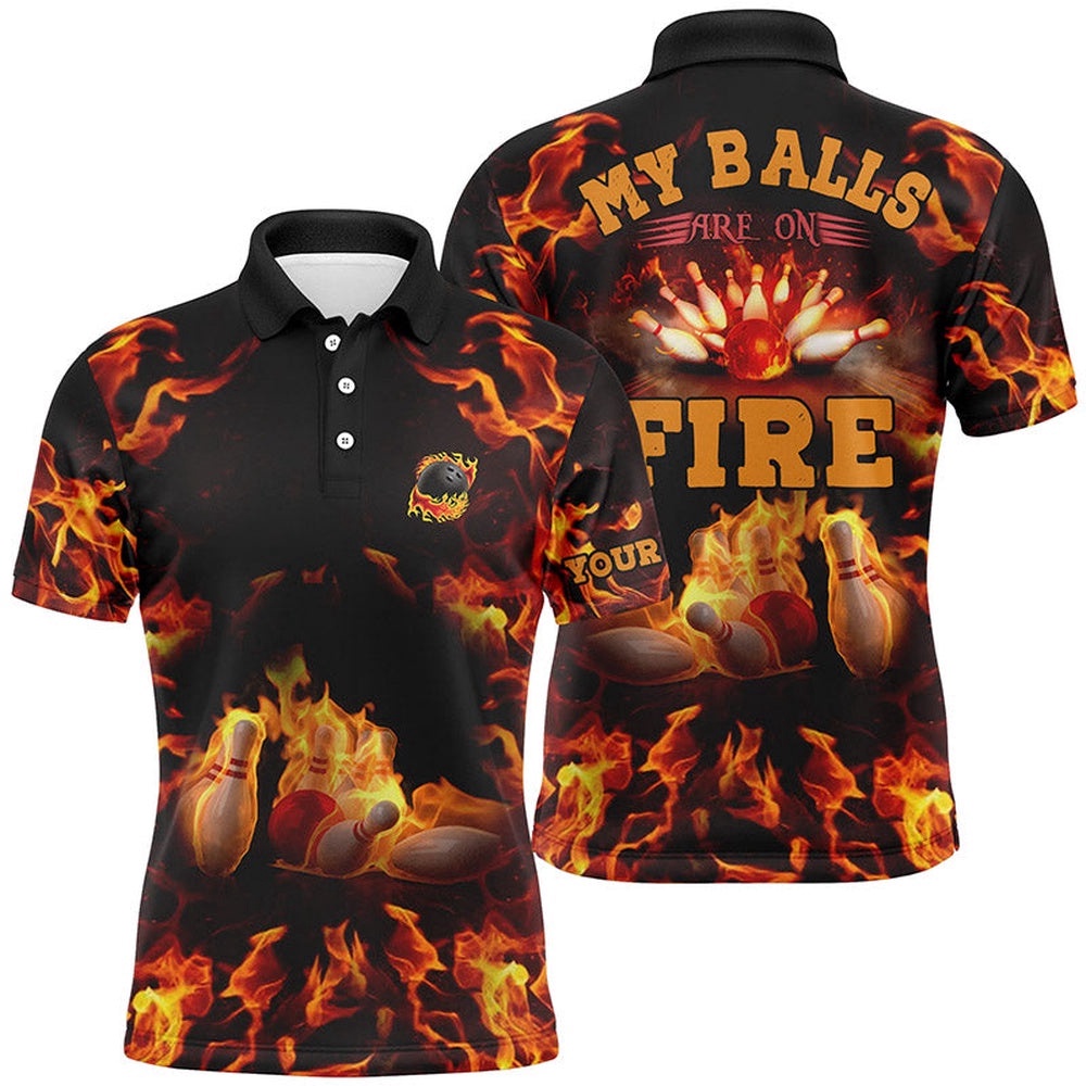 Flame Bowling Shirt Custom Name My Balls Are On Fire Bowling Polo Shirts For Men, Bowling Polo Shirt, Personalized Bowling Team Shirt Flame Bowling Shirt Custom Name My Balls Are On Fire Bowling Polo Shirts For Men, Bowling Polo Shirt, Personalized Bowling Team Shirt