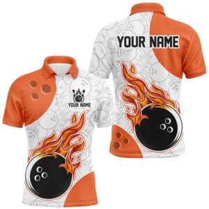Flame Bowling Shirt Customized Orange Bowling Polo…