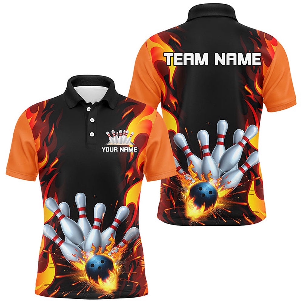 Flame Bowling Shirts For Men And Wmen, Multicolor Team Bowling Polo Shirt Bowling Outfit, Personalized Bowling Team Shirt Flame Bowling Shirts For Men And Wmen, Multicolor Team Bowling Polo Shirt Bowling Outfit, Personalized Bowling Team Shirt