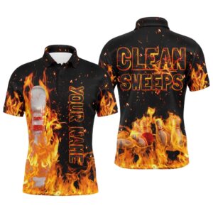 Flame Men Polo Bowling Shirt, Clean Sweeps…