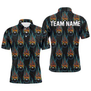 Flame Polo Bowling Shirt, Men Short Sleeves…