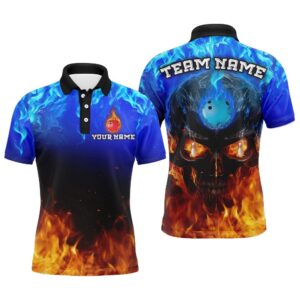 Flame Skull Bowling Polo Shirts Unisex Custom…
