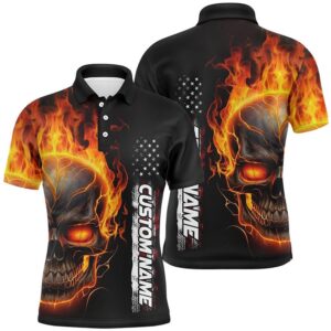 Flame Skull Custom Bowling Polo Shirts For…