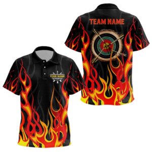 Flaming Archery Target Printed Polo Shirts Best…