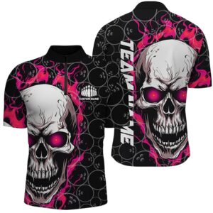 Flaming Skull Team Bowling Shirts For Men,…