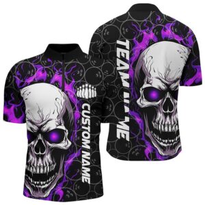 Flaming Skull Team Bowling Shirts For Men,…