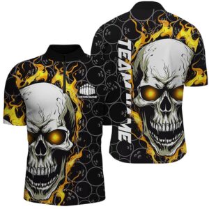 Flaming Skull Team Bowling Shirts For Men,…