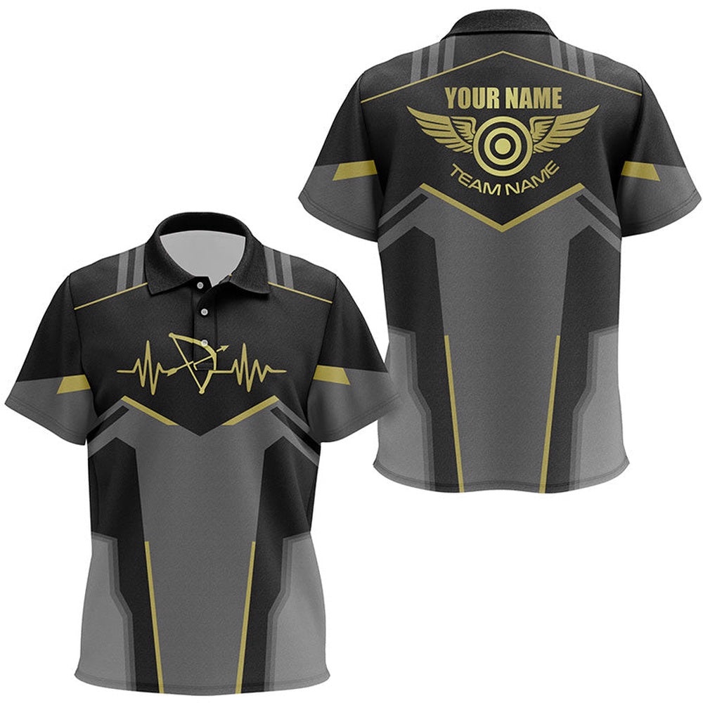 Funny Archery Heartbeat Polo Shirts Custom Name Archery Jersey Yellow, Custom Archery Team Polo Shirt Funny Archery Heartbeat Polo Shirts Custom Name Archery Jersey Yellow, Custom Archery Team Polo Shirt