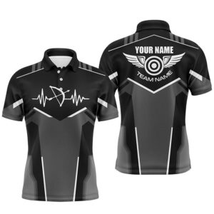 Funny Archery Heartbeat Polo Shirts For Men…