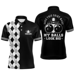 Funny Black Retro Bowling Polo Shirts For…