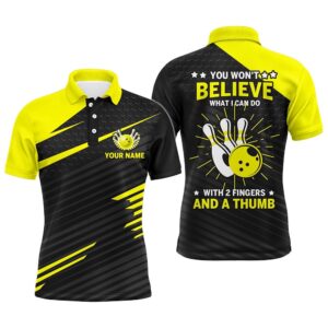 Funny Bowling Polo Shirt For Men, Yellow…