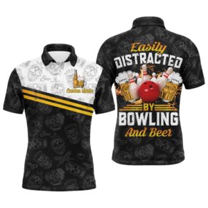 Funny Bowling Shirt For Men Easily Distracted…