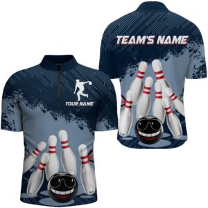 Funny Bowling Shirt For Men Navy Bowling…