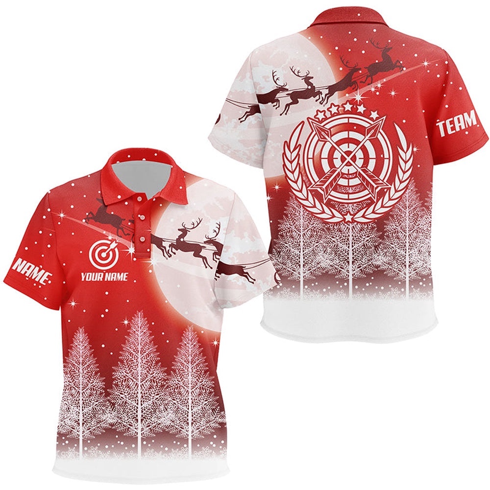 Funny Christmas Pine Trees Archery Polo Shirts Custom Cute Christmas Shirts For Archers, Custom Archery Team Polo Shirt Funny Christmas Pine Trees Archery Polo Shirts Custom Cute Christmas Shirts For Archers, Custom Archery Team Polo Shirt