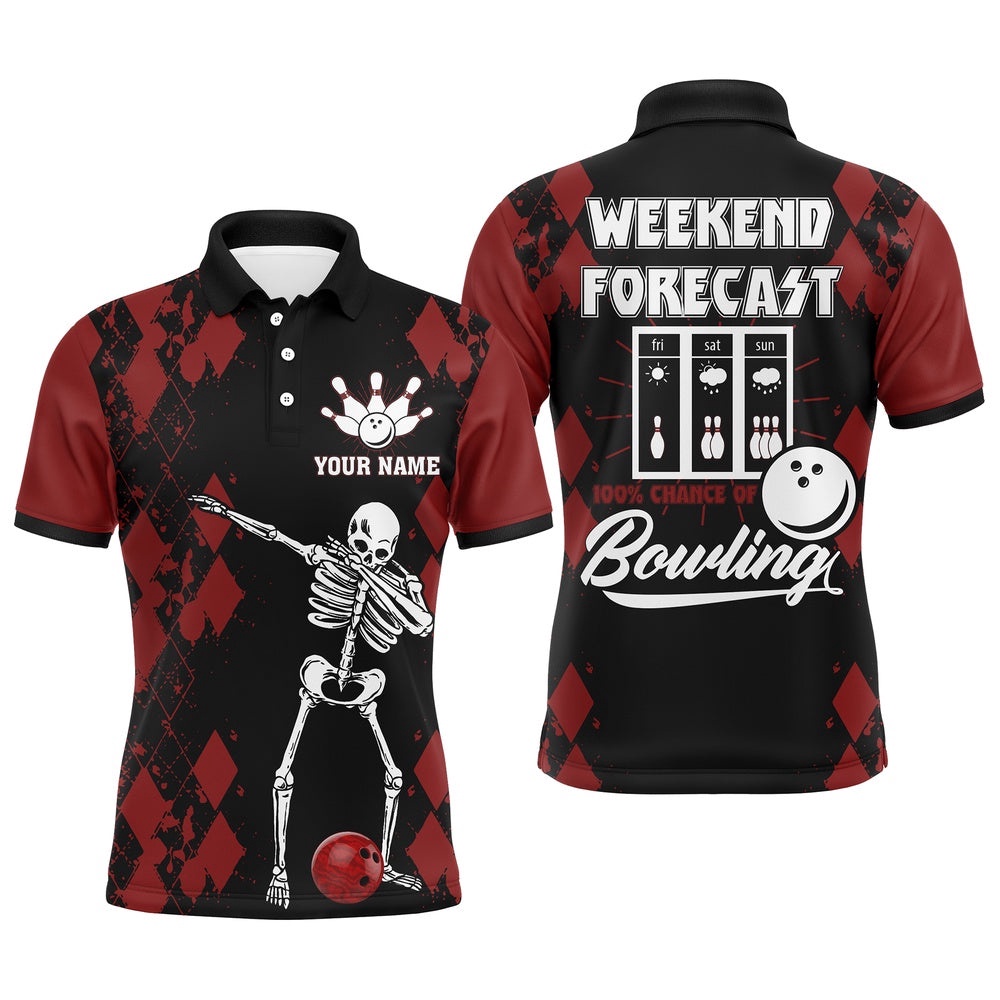 Funny Men Polo Bowling Shirt, Weekend Forecast Skull Bowlers Polo Shirt, Personalized Bowling Team Shirt Funny Men Polo Bowling Shirt, Weekend Forecast Skull Bowlers Polo Shirt, Personalized Bowling Team Shirt